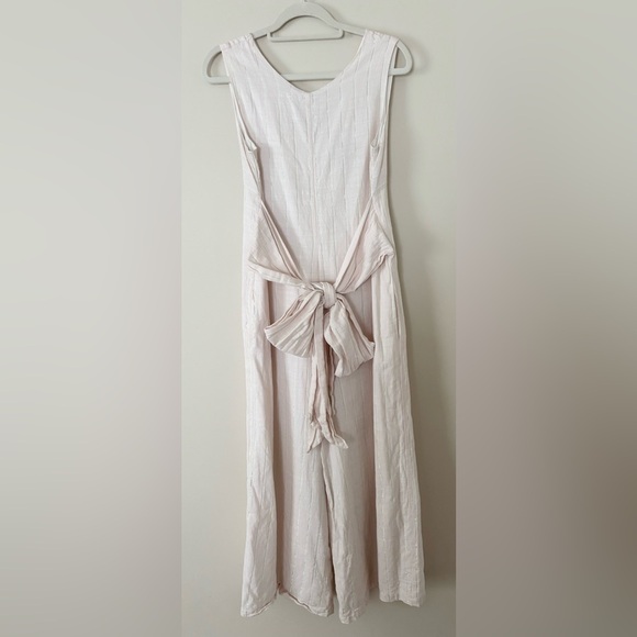 Vineyard Vines Palm Beach Lately Flamingo Pink Gold Wide Leg Tie Waist Jumpsuit - Picture 10 of 11